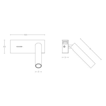 Zambelis H74 - Φωτιστικό τοίχου LED LED/3W/230V USB λευκό