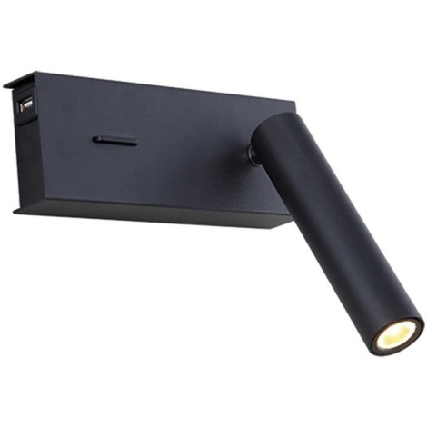 Zambelis H75 - Φωτιστικό τοίχου LED LED/3W/230V USB μαύρο