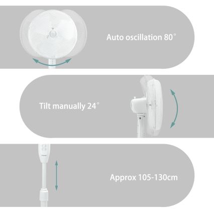 ZEVENTI - Επιδαπέδιος ανεμιστήρας FLOW 45W/230V 120 cm λευκός