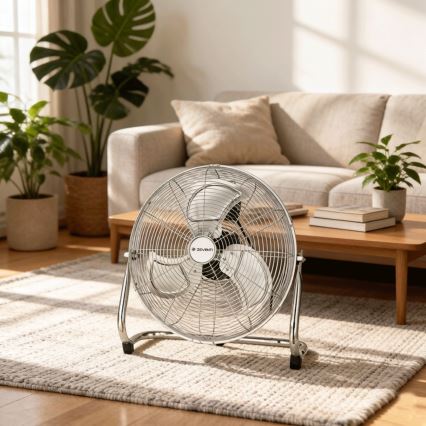 ZEVENTI - Επιδαπέδιος ανεμιστήρας FLOW 100W/230V Ø 54 cm γυαλιστερό χρώμιο