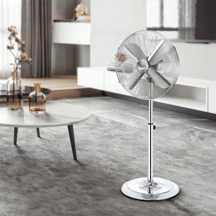 ZEVENTI - Ανεμιστήρας δαπέδου FLOW 50W/230V διάμ. 45 cm γυαλιστερό χρώμιο