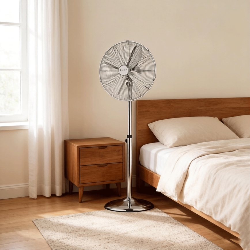 ZEVENTI - Ανεμιστήρας δαπέδου FLOW 50W/230V διάμ. 45 cm γυαλιστερό χρώμιο