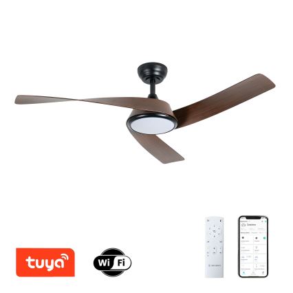 ZEVENTI - Ρυθμιζόμενος LED ανεμιστήρας οροφής AERYS LED/24W/230V 3000/4000/6000K Wi-Fi Tuya μαύρο/καρυδιά + τηλεχειριστήριο