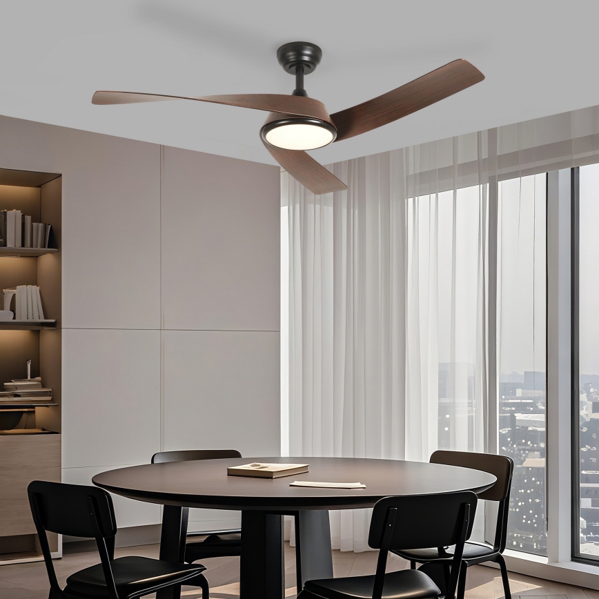 ZEVENTI - Ρυθμιζόμενος LED ανεμιστήρας οροφής AERYS LED/24W/230V 3000/4000/6000K Wi-Fi Tuya μαύρο/καρυδιά + τηλεχειριστήριο