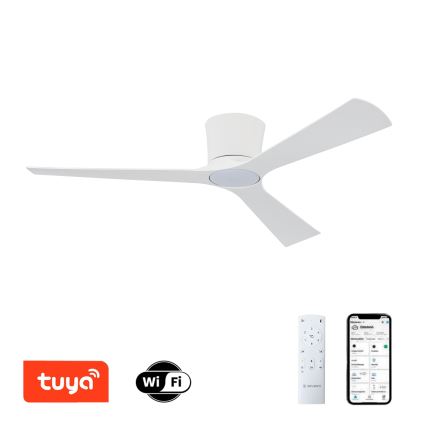 ZEVENTI - LED ρυθμιζόμενος ανεμιστήρας οροφής AUREX LED/24W/230V 3000/4000/6000K Wi-Fi Tuya λευκό + τηλεχειριστήριο