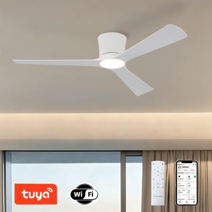 ZEVENTI - LED ρυθμιζόμενος ανεμιστήρας οροφής AUREX LED/24W/230V 3000/4000/6000K Wi-Fi Tuya λευκό + τηλεχειριστήριο