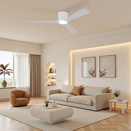 ZEVENTI - LED ρυθμιζόμενος ανεμιστήρας οροφής AUREX LED/24W/230V 3000/4000/6000K Wi-Fi Tuya λευκό + τηλεχειριστήριο
