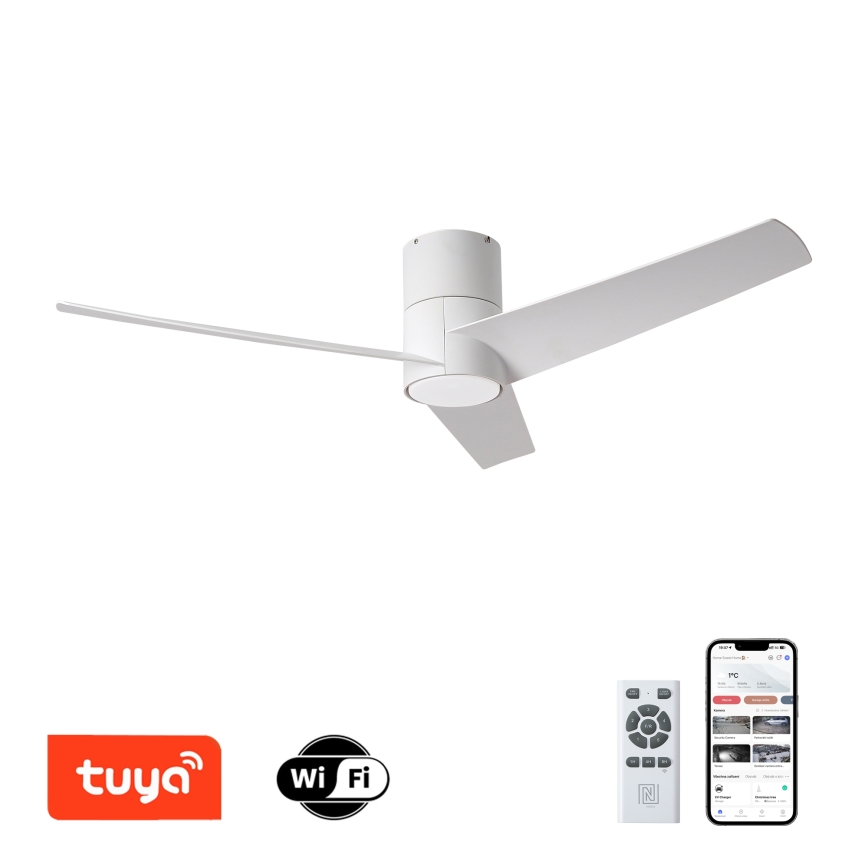 ZEVENTI - Ανεμιστήρας οροφής LED BARROSA LED/18W/230V 3000/4000/6000K Wi-Fi Tuya λευκός + τηλεχειριστήριο