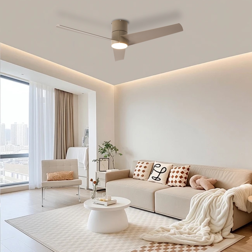 ZEVENTI - LED Ανεμιστήρας οροφής BARROSA LED/18W/230V 3000/4000/6000K Wi-Fi Tuya μπεζ + τηλεχειριστήριο