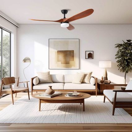 ZEVENTI - LED Ανεμιστήρας οροφής GINOSA LED/18W/230V 3000/4000/6000K Wi-Fi Tuya μαύρο/δρυς + τηλεχειριστήριο