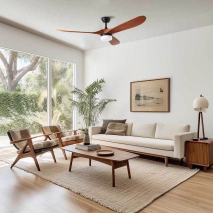 ZEVENTI - LED Ανεμιστήρας οροφής GINOSA LED/18W/230V 3000/4000/6000K Wi-Fi Tuya μαύρο/δρυς + τηλεχειριστήριο