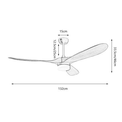 ZEVENTI - LED Ανεμιστήρας οροφής GINOSA LED/18W/230V 3000/4000/6000K Wi-Fi Tuya μαύρο/δρυς + τηλεχειριστήριο