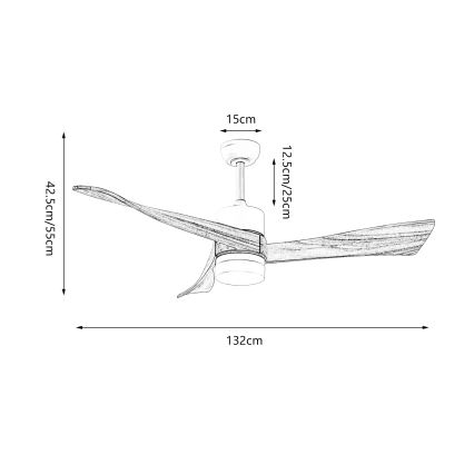 ZEVENTI - LED ανεμιστήρας οροφής NATURITO LED/18W/230V 3000/4000/6000K Wi-Fi Tuya λευκό/δρυς + τηλεχειριστήριο
