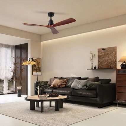 ZEVENTI - Ανεμιστήρας οροφής LIONI Wi-Fi Tuya μαύρο/δρυς + τηλεχειριστήριο