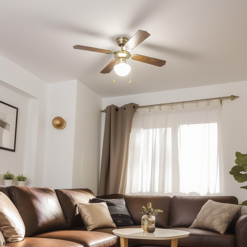 ZEVENTI - Ανεμιστήρας οροφής NAVAGIO 1xE27/60W/230V καφέ