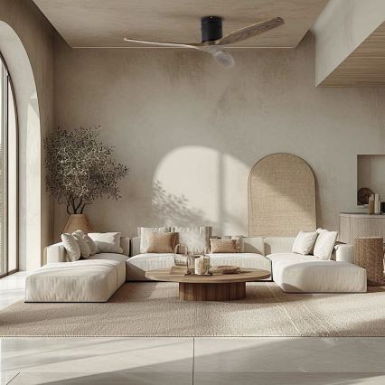 ZEVENTI - Ανεμιστήρας οροφής SPELLO Wi-Fi Tuya μαύρο/δρυς + τηλεχειριστήριο