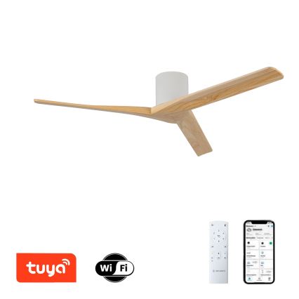 ZEVENTI - Ανεμιστήρας οροφής VELLON Wi-Fi Tuya λευκό/παυλωνία + τηλεχειριστήριο