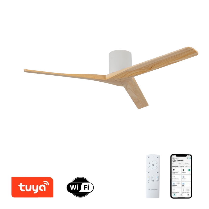 ZEVENTI - Ανεμιστήρας οροφής VELLON Wi-Fi Tuya λευκό/παυλωνία + τηλεχειριστήριο