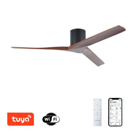 ZEVENTI - Ανεμιστήρας οροφής VELLON Wi-Fi Tuya μαύρο/καρυδιά + τηλεχειριστήριο