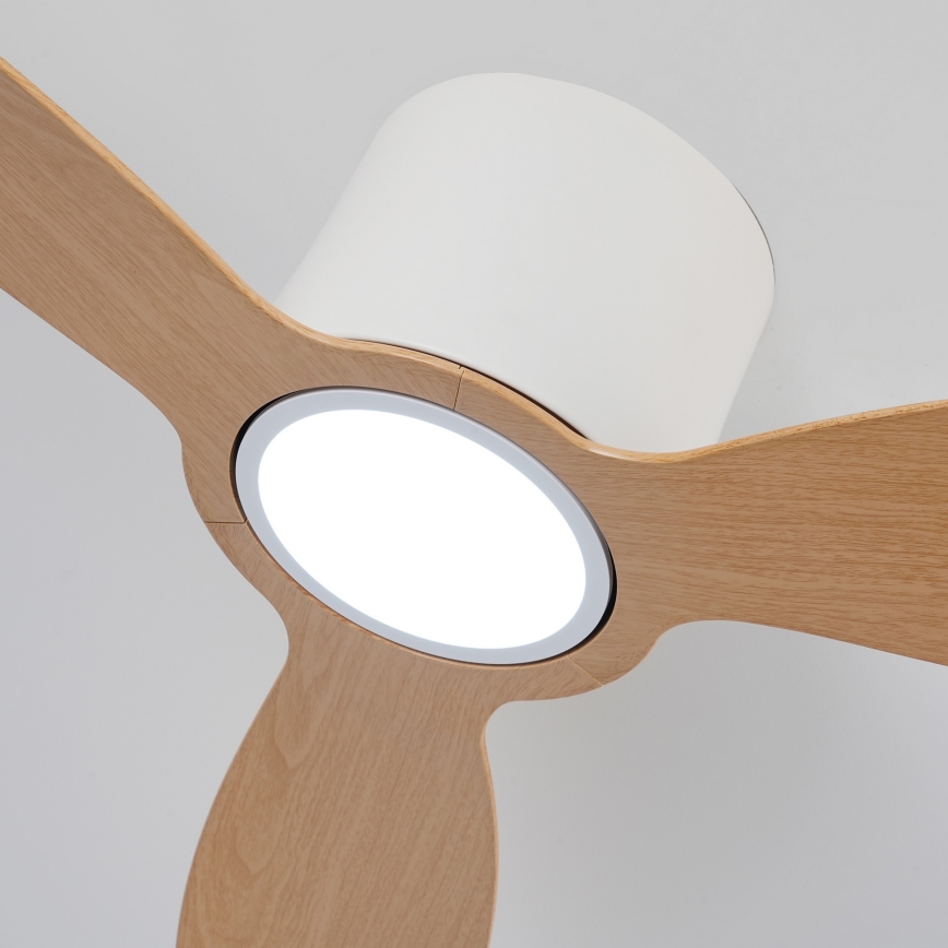 ZEVENTI - Ρυθμιζόμενος ανεμιστήρας οροφής LED VENTORA LED/24W/230V 3000/4000/6000K Wi-Fi Tuya λευκό/δρυς + τηλεχειριστήριο