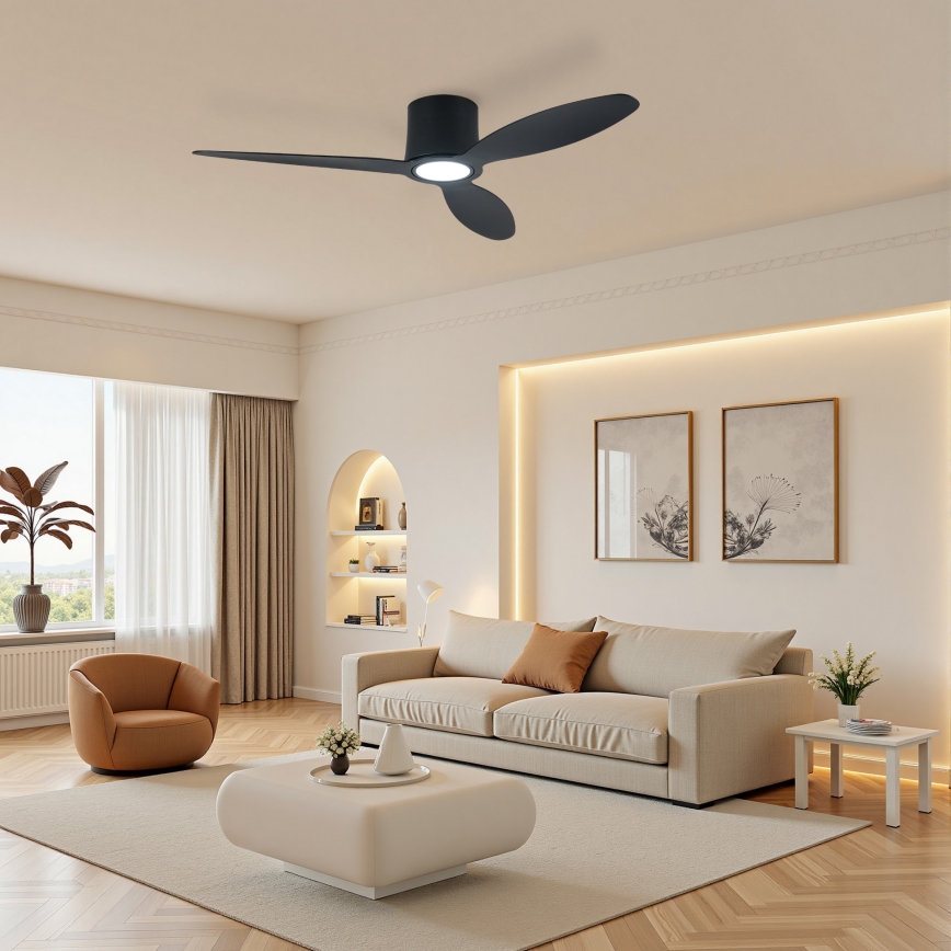 ZEVENTI - Ρυθμιζόμενος ανεμιστήρας οροφής LED VENTORA LED/24W/230V 3000/4000/6000K Wi-Fi Tuya μαύρος + τηλεχειριστήριο
