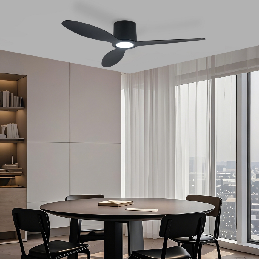 ZEVENTI - Ρυθμιζόμενος ανεμιστήρας οροφής LED VENTORA LED/24W/230V 3000/4000/6000K Wi-Fi Tuya μαύρος + τηλεχειριστήριο