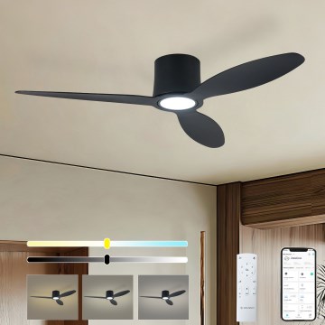 ZEVENTI - Ανεμιστήρας οροφής με ρυθμιζόμενο LED VENTORA LED/24W/230V 3000/4000/6000K Wi-Fi Tuya μαύρος + τηλεχειριστήριο