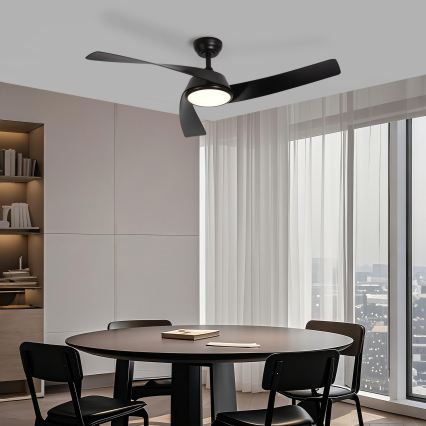 ZEVENTI - LED ανεμιστήρας οροφής AERYS με ρυθμιζόμενο φως LED/24W/230V 3000/4000/6000K Wi-Fi Tuya μαύρος + τηλεχειριστήριο