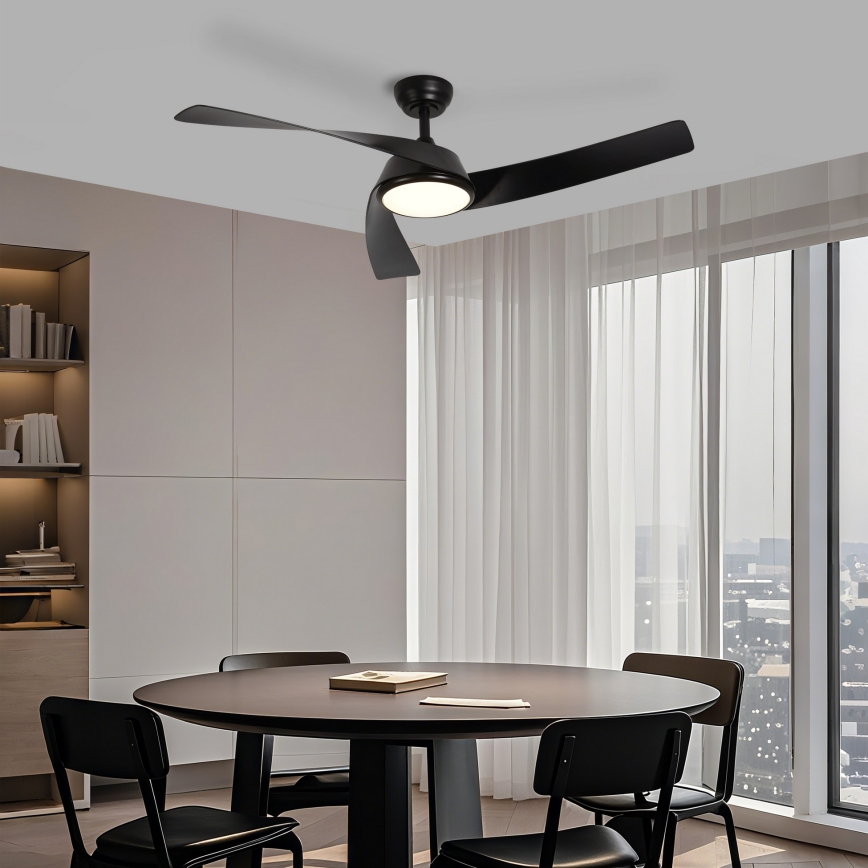 ZEVENTI - LED ανεμιστήρας οροφής AERYS με ρυθμιζόμενο φως LED/24W/230V 3000/4000/6000K Wi-Fi Tuya μαύρος + τηλεχειριστήριο