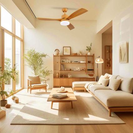 ZEVENTI - Ανεμιστήρας οροφής LED MARE LED/24W/230V 3000/4000/6000K Wi-Fi Tuya με φινίρισμα δρυός + τηλεχειριστήριο