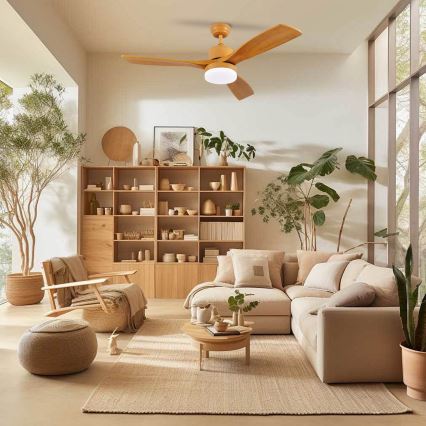 ZEVENTI - Ανεμιστήρας οροφής LED MARE LED/24W/230V 3000/4000/6000K Wi-Fi Tuya με φινίρισμα δρυός + τηλεχειριστήριο