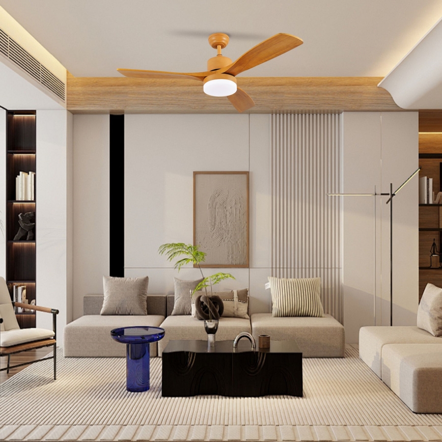 ZEVENTI - Ανεμιστήρας οροφής LED MARE LED/24W/230V 3000/4000/6000K Wi-Fi Tuya με φινίρισμα δρυός + τηλεχειριστήριο