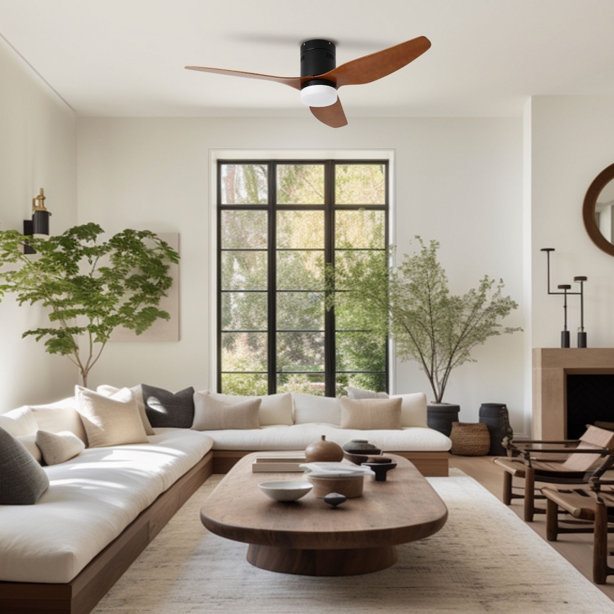 ZEVENTI - Ανεμιστήρας οροφής LED PADUA LED/18W/230V 3000/4000/6000K Wi-Fi Tuya μαύρο/καφέ + τηλεχειριστήριο