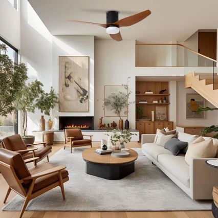 ZEVENTI - Ανεμιστήρας οροφής LED PADUA LED/18W/230V 3000/4000/6000K Wi-Fi Tuya μαύρο/καφέ + τηλεχειριστήριο