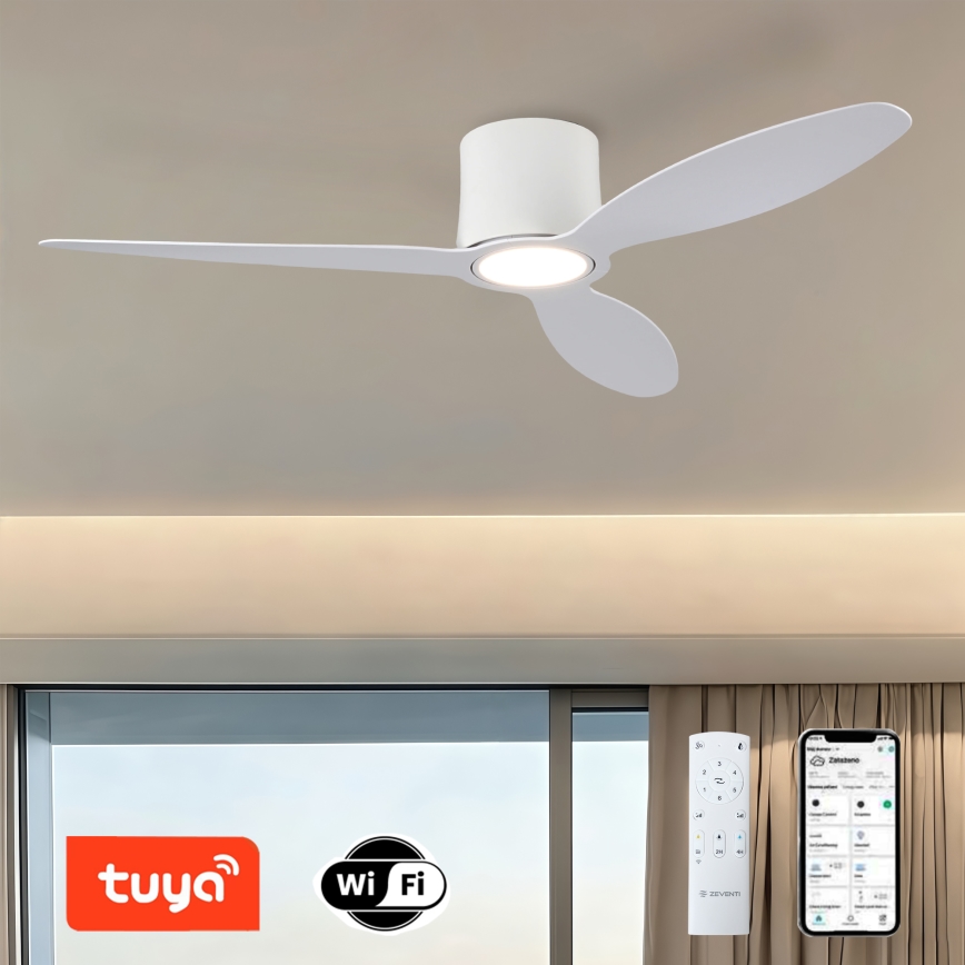 ZEVENTI - Ρυθμιζόμενος ανεμιστήρας οροφής LED VENTORA LED/24W/230V 3000/4000/6000K Wi-Fi Tuya λευκός + τηλεχειριστήριο