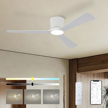 ZEVENTI - LED ρυθμιζόμενος ανεμιστήρας οροφής AUREX LED/24W/230V 3000/4000/6000K Wi-Fi Tuya λευκό + τηλεχειριστήριο