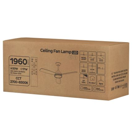 ZEVENTI - Ανεμιστήρας οροφής ULUWATU με ρυθμιζόμενο φωτισμό LED/20W/230V 2700-6500K 132 cm καφέ + τηλεχειριστήριο