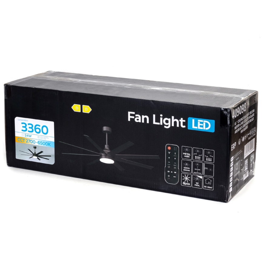 ZEVENTI - Ρυθμιζόμενος LED ανεμιστήρας οροφής WALKIKI LED/24W/230V 2700-6500K 165 cm μαύρος + τηλεχειριστήριο