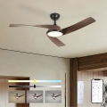 ZEVENTI - Ρυθμιζόμενος LED ανεμιστήρας οροφής AERYS LED/24W/230V 3000/4000/6000K Wi-Fi Tuya μαύρο/καρυδιά + τηλεχειριστήριο