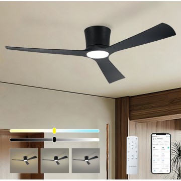 ZEVENTI - Ρυθμιζόμενος LED ανεμιστήρας οροφής AUREX LED/24W/230V 3000/4000/6000K Wi‑Fi Tuya μαύρος + τηλεχειριστήριο
