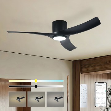 ZEVENTI - Ρυθμιζόμενος LED ανεμιστήρας οροφής ORBITO LED/24W/230V 3000/4000/6000K Wi‑Fi Tuya μαύρος + τηλεχειριστήριο