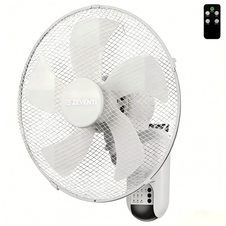 ZEVENTI - Επιτοίχιος ανεμιστήρας FANNY 45W/230V, διάμ. 41 cm, λευκός + τηλεχειριστήριο
