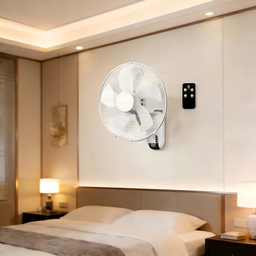 ZEVENTI - Επιτοίχιος ανεμιστήρας FANNY 45W/230V, διάμ. 41 cm, λευκός + τηλεχειριστήριο