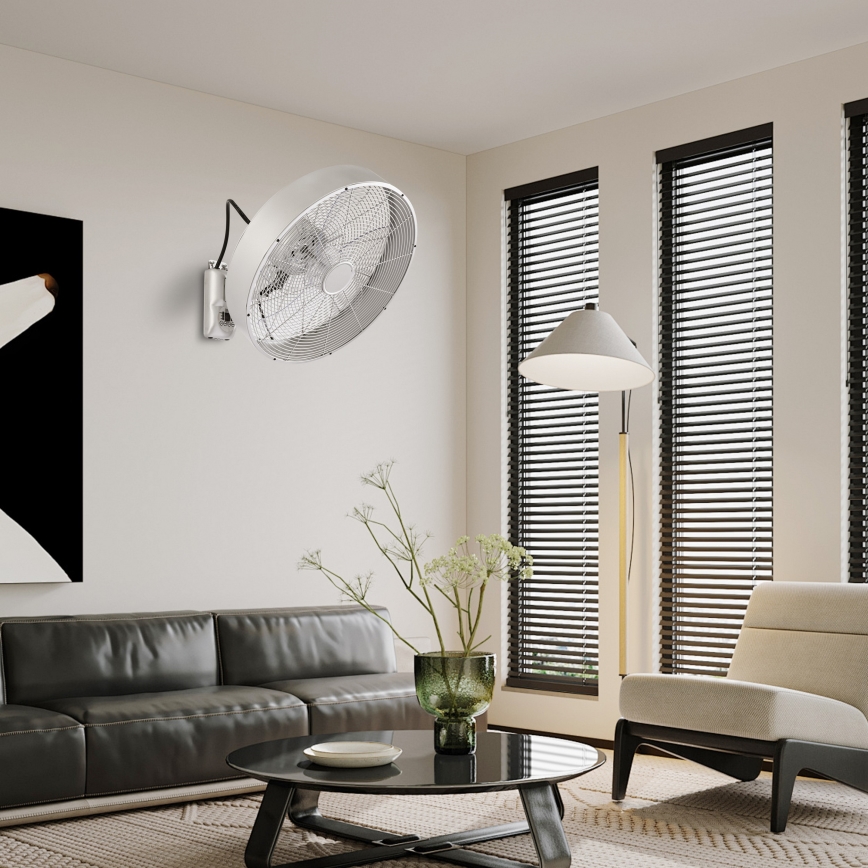 ZEVENTI - Επιτοίχιος ανεμιστήρας FANNY 50W/230V ματ χρώμιο + τηλεχειριστήριο