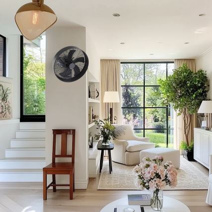 ZEVENTI - Επιτοίχιος ανεμιστήρας FANNY 50W/230V διάμ. 45 εκ. μαύρος + τηλεχειριστήριο