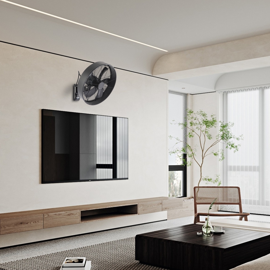 ZEVENTI - Επιτοίχιος ανεμιστήρας FANNY 50W/230V διάμ. 45 εκ. μαύρος + τηλεχειριστήριο