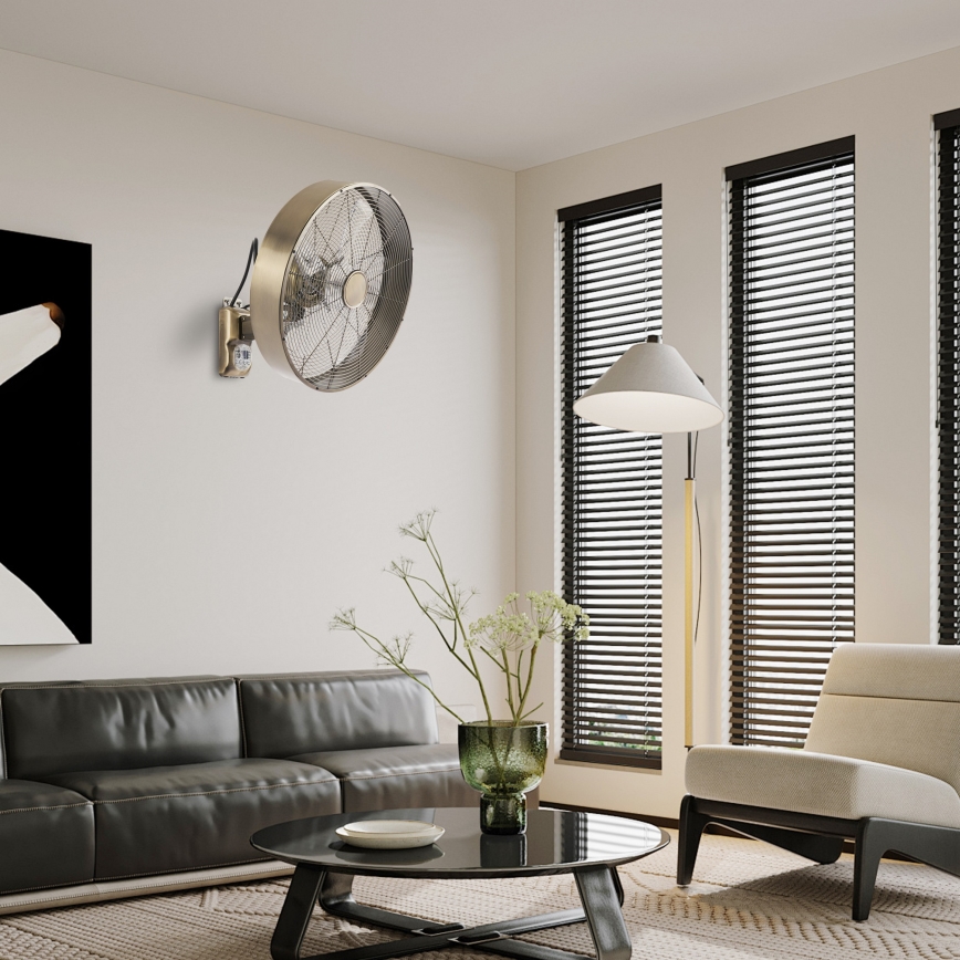 ZEVENTI - Επιτοίχιος ανεμιστήρας FANNY 50W/230V, Ø 45 cm, μπρονζέ + τηλεχειριστήριο