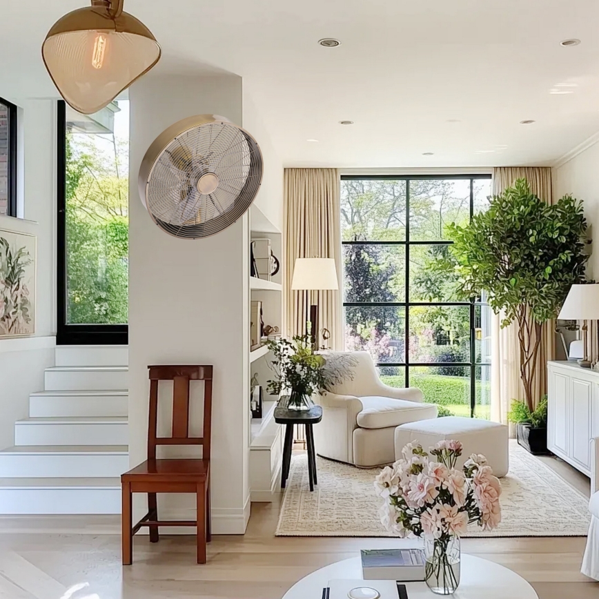 ZEVENTI - Επιτοίχιος ανεμιστήρας FANNY 50W/230V, Ø 45 cm, μπρονζέ + τηλεχειριστήριο