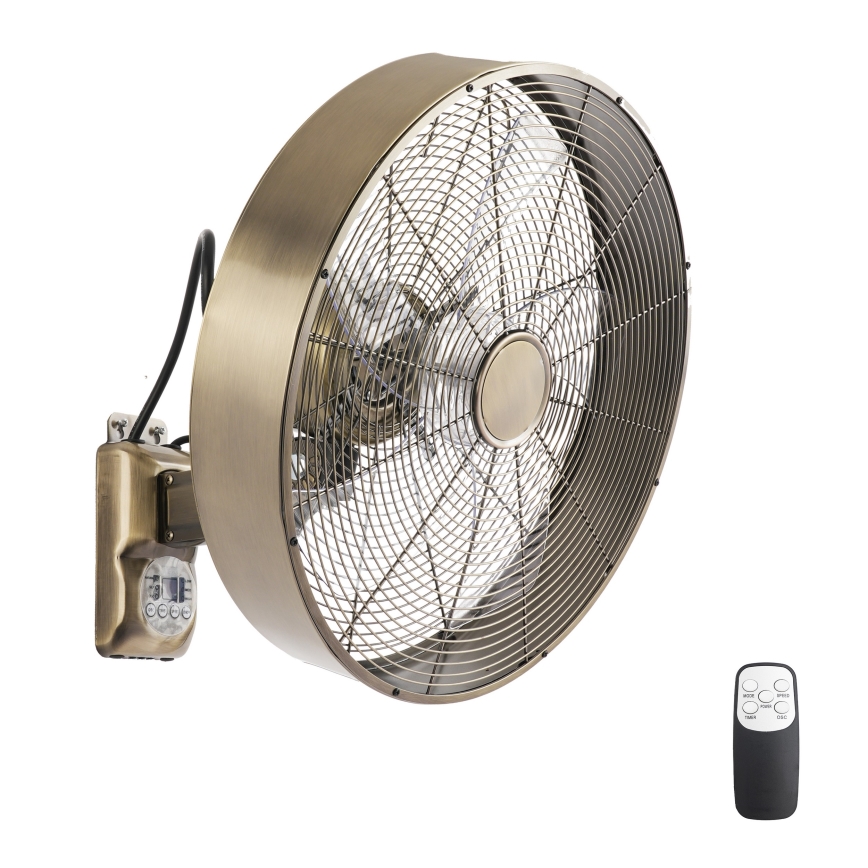 ZEVENTI - Επιτοίχιος ανεμιστήρας FANNY 50W/230V, Ø 45 cm, μπρονζέ + τηλεχειριστήριο