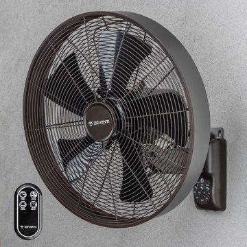 ZEVENTI - Επιτοίχιος ανεμιστήρας FREEZE 50W/230V Ø 45 cm μαύρο/καφέ + τηλεχειριστήριο